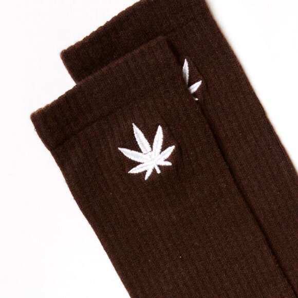 BNWT Afends - Happy Hemp Weed Crew Socks / Coffee Brown / Unisex - Picture 3 of 5